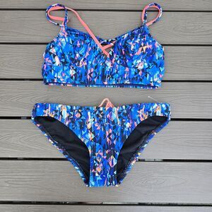 TYR Women's Anzan Brooke Blue/coral Bikini Sz S NEW Sample